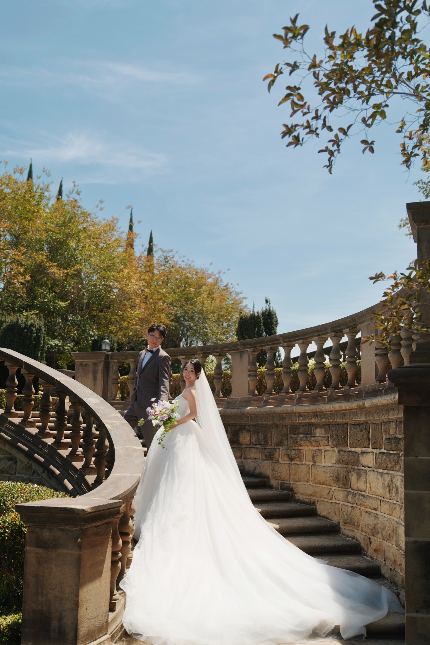Xinxu and Weiyi posing together in the Greystone courtyard